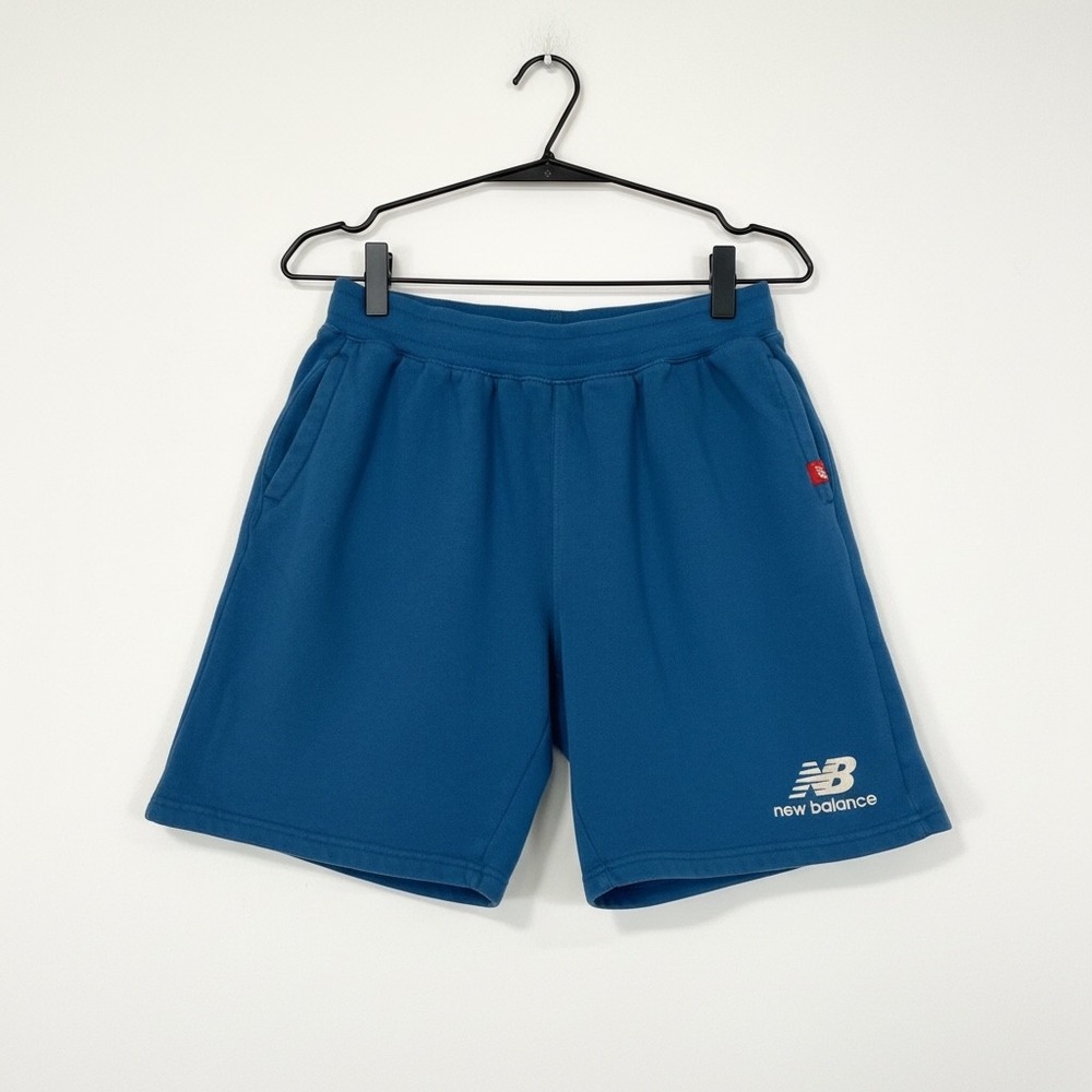 New Balance Kids Blue Fleece Athletic Shorts XL 18/20 Logo Gym Sportswear